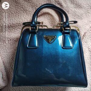 Fenfeiya Elegant Blue Satchel with Glossy Finish
